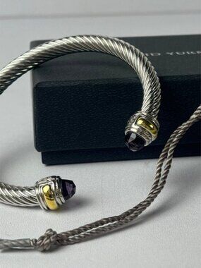 David Yurman Cable Classics amethyst and 18 k yellow gold color bracelets